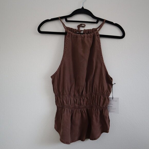 NWT Bella Dahl Smocked Waist Halter Top Espresso Size XS - Picture 2 of 7